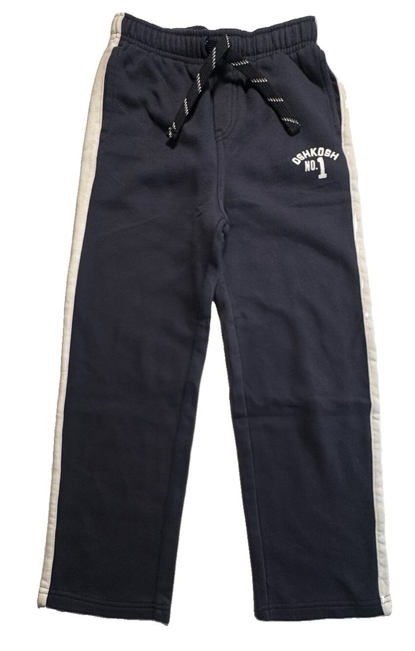 OshKosh B’gosh Boys Sweatpants Size 10 Navy Blue Side Stripe Drawstring Joggers